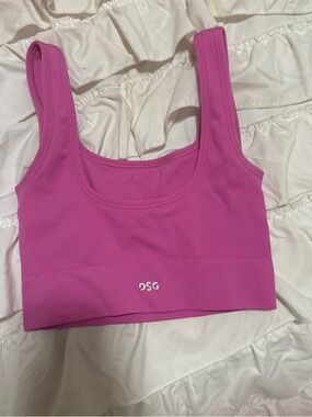 DSG Hot Pink Ribbed Scoop Neck Sports Bra